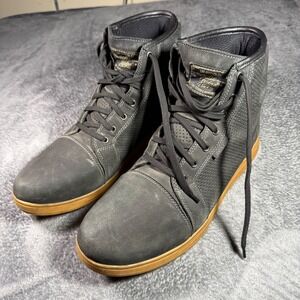 Indie Ridge Crossfield Mens 12 Motorcycle Boots Grey Leather Ventilated High Top